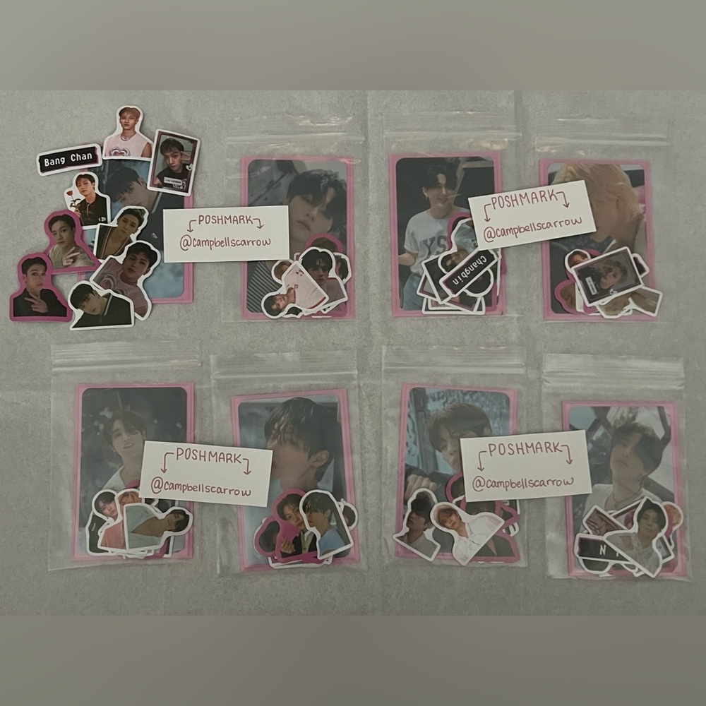 ❣️4/$25❣️Stray Kids Maxident Fan-made Photo Card Set+Colored Sleeve+Sticker Pack
